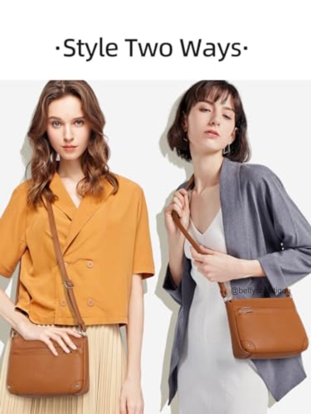 Vegan Leather Crossbody Bag Multi Zipper Pockets Medium Satchel Purse